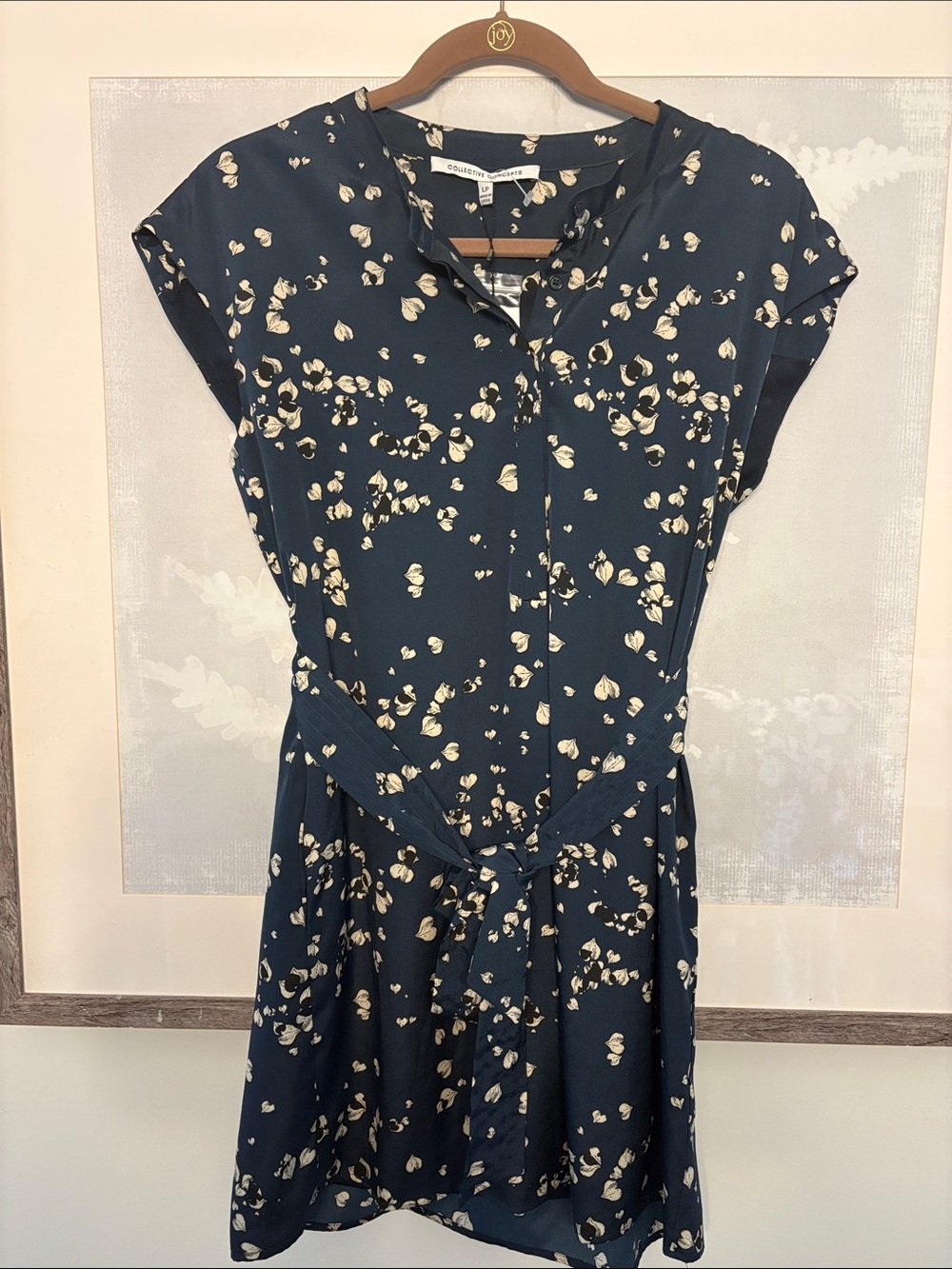 Collective Concepts Navy Floral Cap-Sleeve Shirt Dress